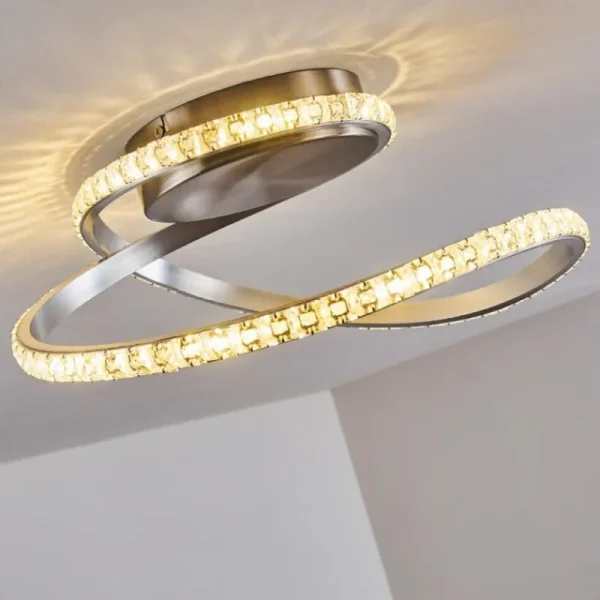 hofstein Plafonnier Saginaw LED Nickel mat, 1 lumière, Télécommandes, Changeur de couleurs* Lampes Modernes