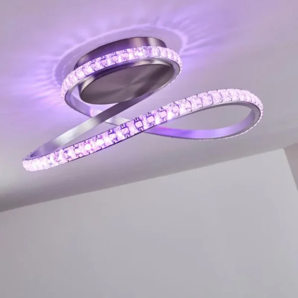 hofstein Plafonnier Saginaw LED Nickel mat, 1 lumière, Télécommandes, Changeur de couleurs* Lampes Modernes
