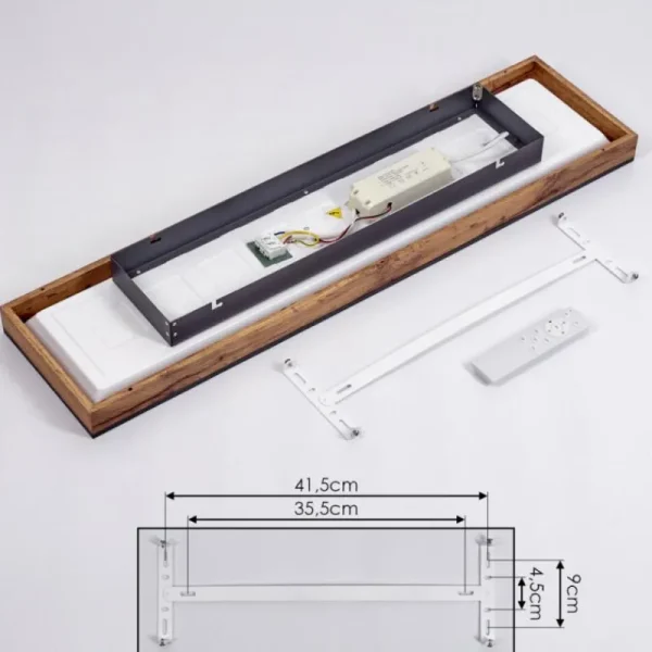 hofstein Plafonnier Salmi LED Brun, Couleur bois, Noir, 1 lumière, Télécommandes* Lampes Modernes