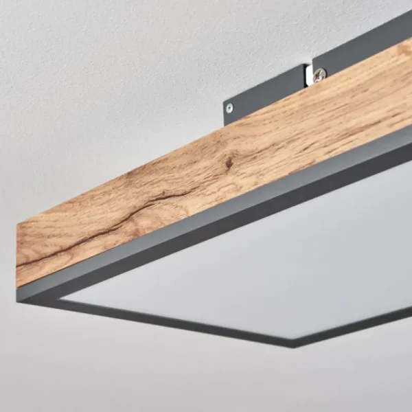 hofstein Plafonnier Salmi LED Brun, Couleur bois, Noir, 1 lumière, Télécommandes* Lampes Modernes