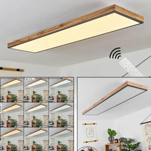 hofstein Plafonnier Salmi LED Couleur bois, Noir, Blanc, 1 lumière, Télécommandes* Lampes Modernes
