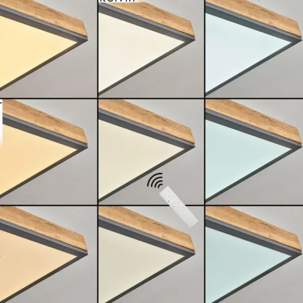 hofstein Plafonnier Salmi LED Couleur bois, Noir, Blanc, 1 lumière, Télécommandes* Lampes Modernes