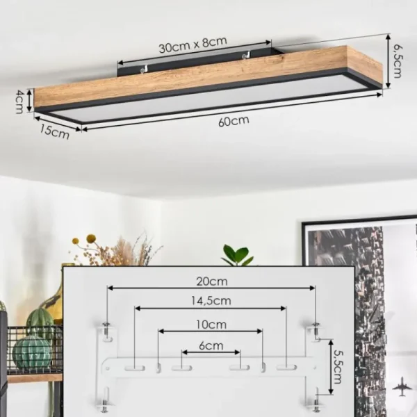 hofstein Plafonnier Salmi LED Couleur bois, Noir, Blanc, 1 lumière* Lampes Modernes
