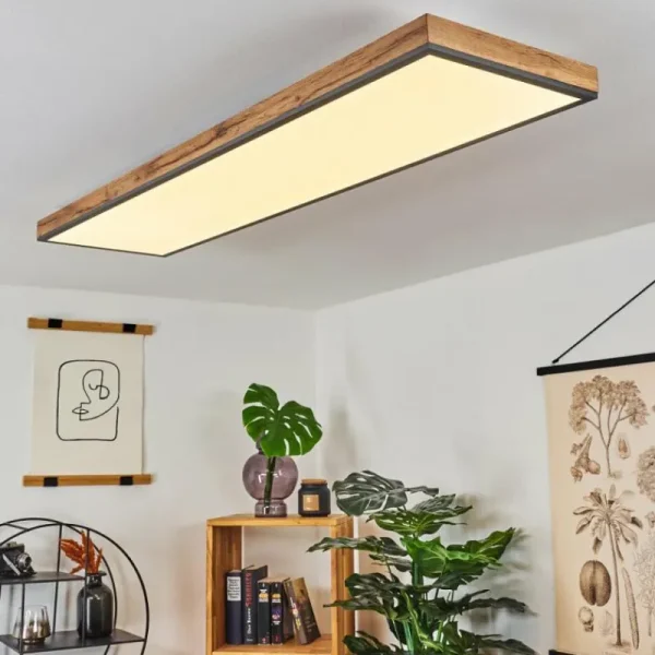 hofstein Plafonnier Salmi LED Couleur bois, Noir, Blanc, 1 lumière, Télécommandes* Lampes Modernes
