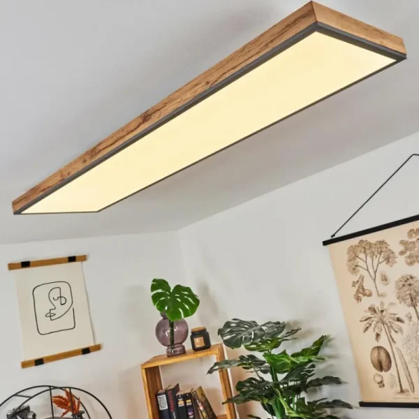 hofstein Plafonnier Salmi LED Couleur bois, Noir, Blanc, 1 lumière, Télécommandes* Lampes Modernes