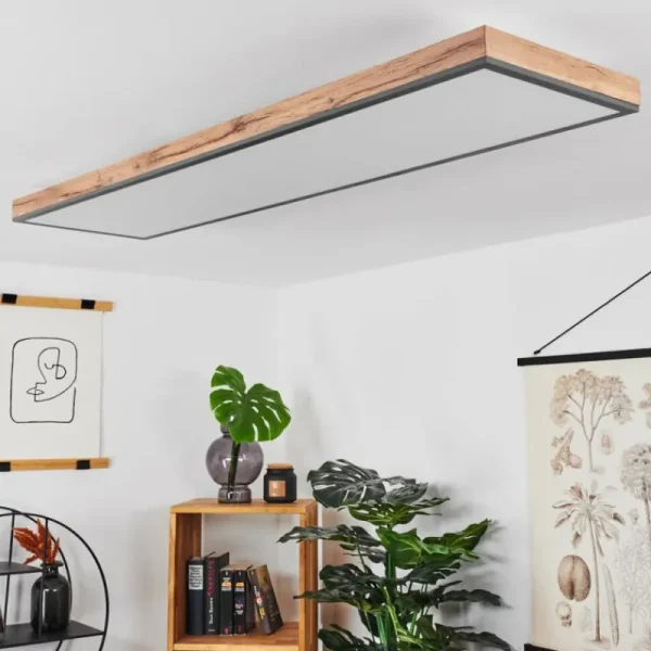hofstein Plafonnier Salmi LED Couleur bois, Noir, Blanc, 1 lumière, Télécommandes* Lampes Modernes