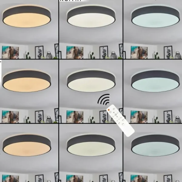 hofstein Plafonnier Samaira LED Blanc, 1 lumière, Télécommandes* Lampes Modernes