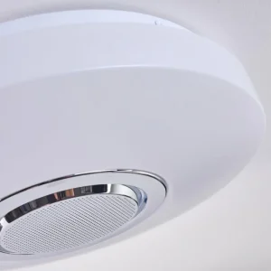 hofstein Plafonnier Sambani LED Chrome, Blanc, 1 lumière, Télécommandes, Changeur de couleurs* Lampes Modernes