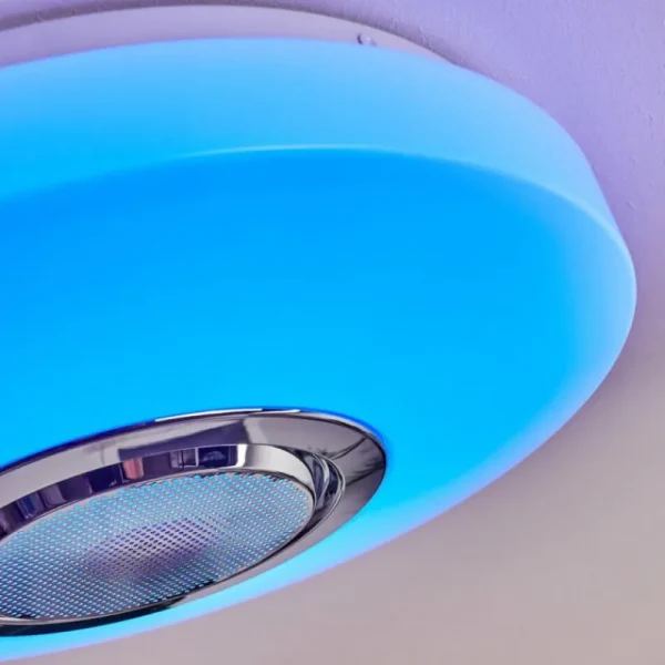 hofstein Plafonnier Sambani LED Chrome, Blanc, 1 lumière, Télécommandes, Changeur de couleurs* Lampes Modernes