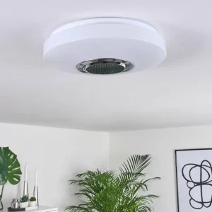 hofstein Plafonnier Sambani LED Chrome, Blanc, 1 lumière, Télécommandes, Changeur de couleurs* Lampes Modernes