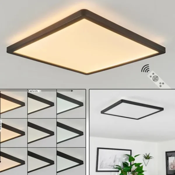 hofstein Plafonnier Sasinhosa LED Noir, 1 lumière, Télécommandes* Lampes Modernes