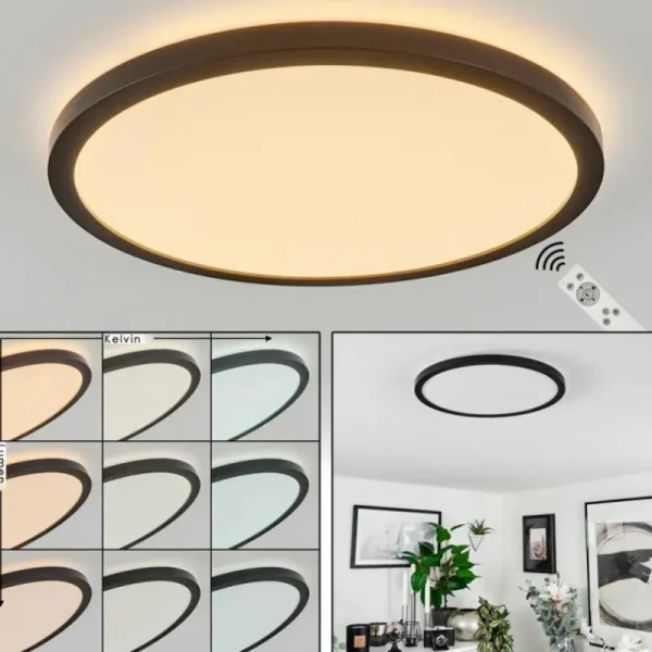 hofstein Plafonnier Sasinhosa LED Noir, 1 lumière, Télécommandes* Lampes Modernes