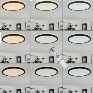 hofstein Plafonnier Sasinhosa LED Noir, 1 lumière, Télécommandes* Lampes Modernes