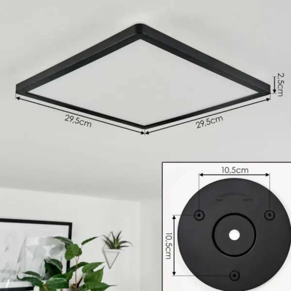 hofstein Plafonnier Sasinhosa LED Noir, 1 lumière, Télécommandes* Lampes Modernes