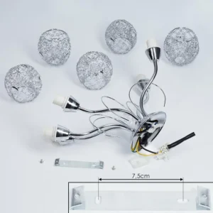 hofstein Plafonnier Saxeten Chrome, 5 lumières* Lampes En Verre