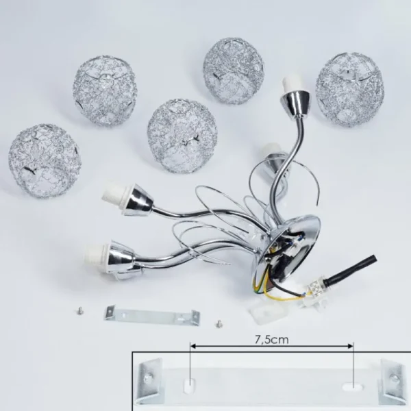 hofstein Plafonnier Saxeten Chrome, 5 lumières* Lampes En Verre