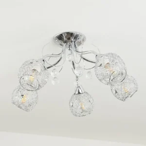 hofstein Plafonnier Saxeten Chrome, 5 lumières* Lampes En Verre