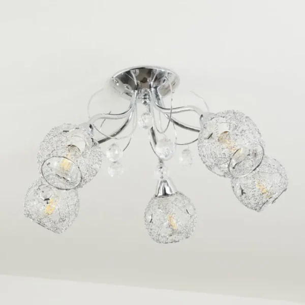 hofstein Plafonnier Saxeten Chrome, 5 lumières* Lampes En Verre