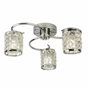 Luminaires Searchlight Plafonnier Searchlight ROYAL Chrome, Transparent, 3 lumières* Lampes En Verre