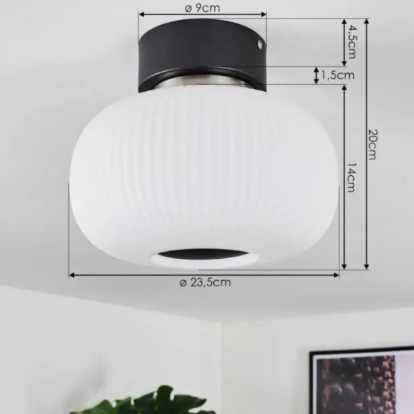 hofstein Plafonnier Sebep LED Noir, 1 lumière* Lampes En Verre