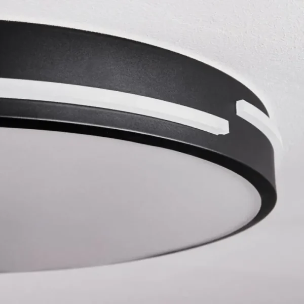 hofstein Plafonnier Seewen LED Noir, Blanc, 1 lumière, Télécommandes* Lampes Modernes