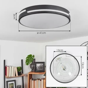 hofstein Plafonnier Seewen LED Noir, Blanc, 1 lumière, Télécommandes* Lampes Modernes