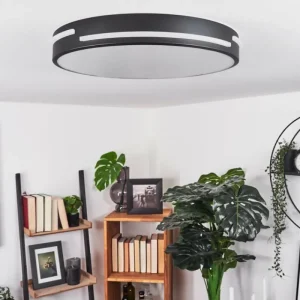 hofstein Plafonnier Seewen LED Noir, Blanc, 1 lumière, Télécommandes* Lampes Modernes