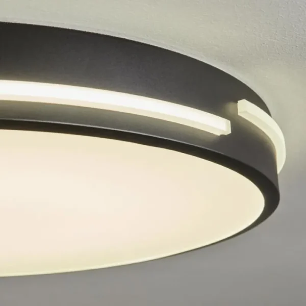 hofstein Plafonnier Seewen LED Noir, Blanc, 1 lumière, Télécommandes* Lampes Modernes