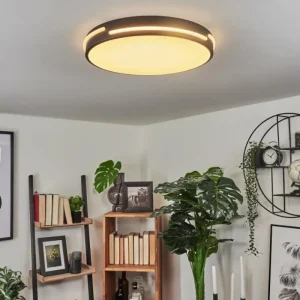 hofstein Plafonnier Seewen LED Noir, Blanc, 1 lumière, Télécommandes* Lampes Modernes