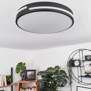 hofstein Plafonnier Seewen LED Noir, Blanc, 1 lumière, Télécommandes* Lampes Modernes