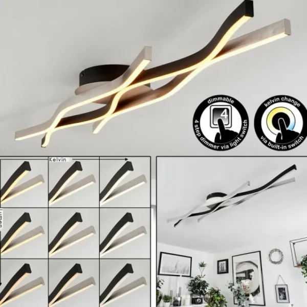 hofstein Plafonnier Serlande LED Noir, 1 lumière* Lampes Modernes