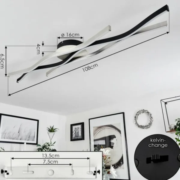 hofstein Plafonnier Serlande LED Noir, 1 lumière* Lampes Modernes