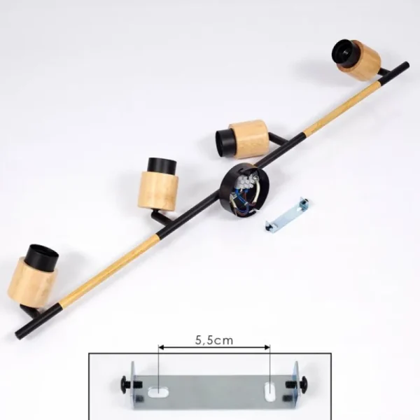 hofstein Plafonnier Sezze Bois clair, Noir, 4 lumières* Lampes Modernes