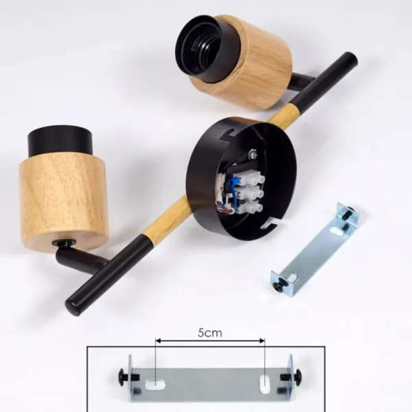 hofstein Plafonnier Sezze Bois clair, Noir, 2 lumières* Lampes Modernes