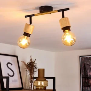 hofstein Plafonnier Sezze Bois clair, Noir, 2 lumières* Lampes Modernes