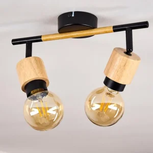 hofstein Plafonnier Sezze Bois clair, Noir, 2 lumières* Lampes Modernes