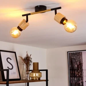 hofstein Plafonnier Sezze Bois clair, Noir, 2 lumières* Lampes Modernes