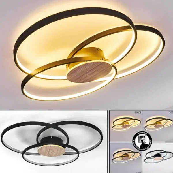 hofstein Plafonnier Skanes LED Noir, 1 lumière* Lampes Modernes