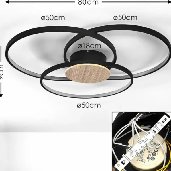 hofstein Plafonnier Skanes LED Noir, 1 lumière* Lampes Modernes