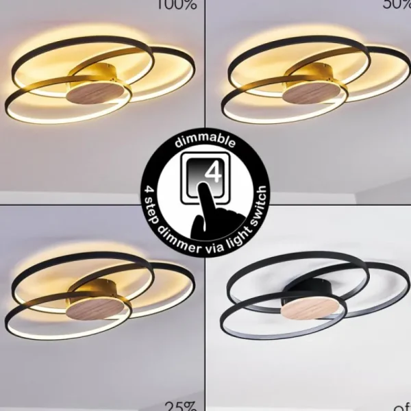 hofstein Plafonnier Skanes LED Noir, 1 lumière* Lampes Modernes