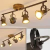 hofstein Plafonnier Skodsbol Gris, Brun clair, Acier brossé, 4 lumières* Lampes Modernes