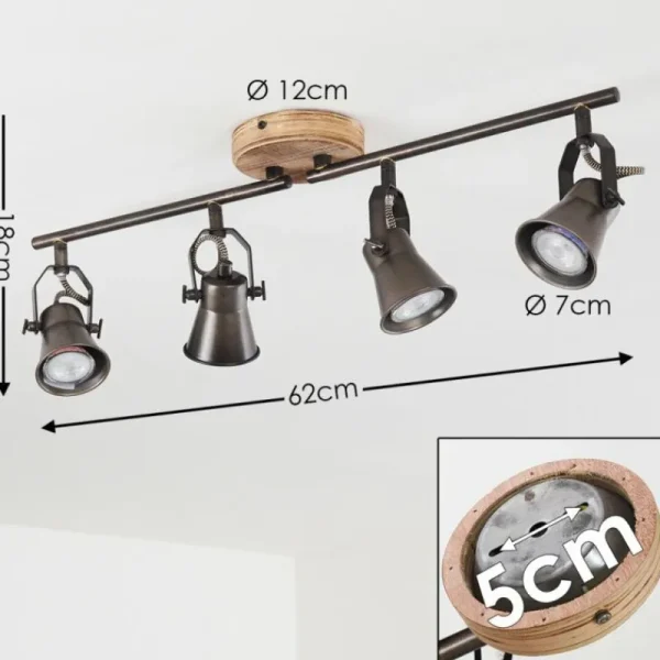 hofstein Plafonnier Skodsbol Gris, Brun clair, Acier brossé, 4 lumières* Lampes Modernes