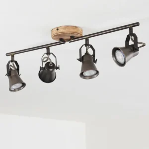 hofstein Plafonnier Skodsbol Gris, Brun clair, Acier brossé, 4 lumières* Lampes Modernes