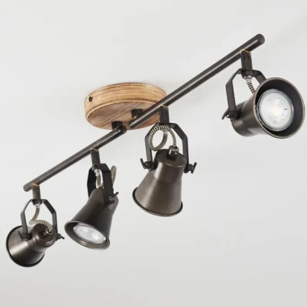 hofstein Plafonnier Skodsbol Gris, Brun clair, Acier brossé, 4 lumières* Lampes Modernes