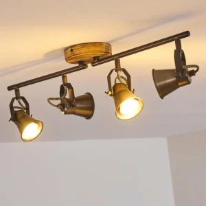 hofstein Plafonnier Skodsbol Gris, Brun clair, Acier brossé, 4 lumières* Lampes Modernes
