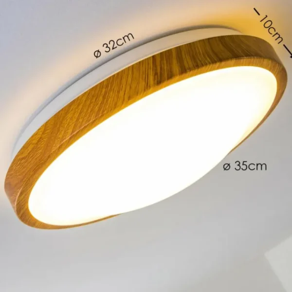 hofstein Plafonnier Sora Wood LED Bois clair, Blanc, 1 lumière* Lampes Modernes