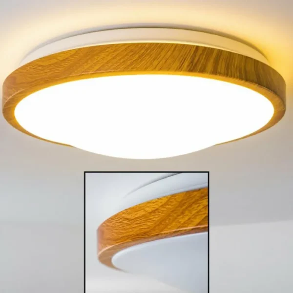 hofstein Plafonnier Sora Wood LED Bois clair, Blanc, 1 lumière* Lampes Modernes