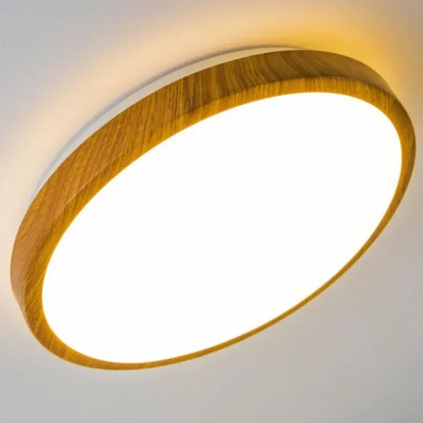 hofstein Plafonnier Sora Wood LED Bois clair, Blanc, 1 lumière* Lampes Modernes