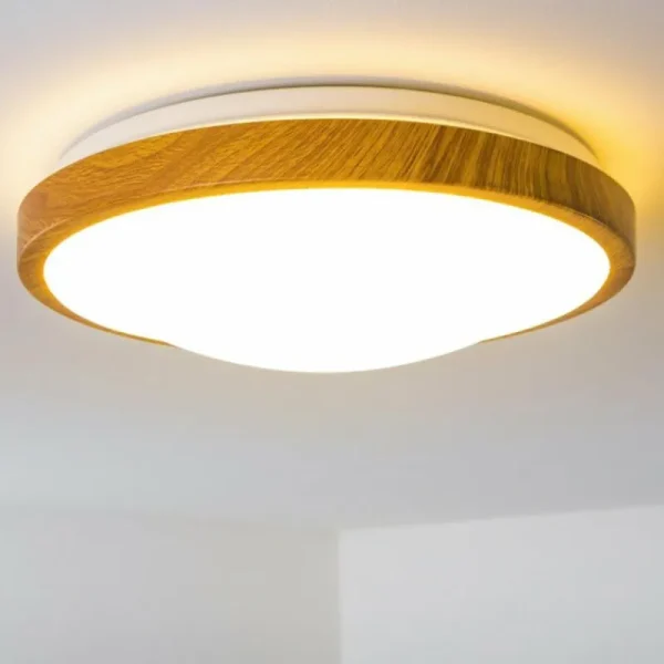 hofstein Plafonnier Sora Wood LED Bois clair, Blanc, 1 lumière* Lampes Modernes
