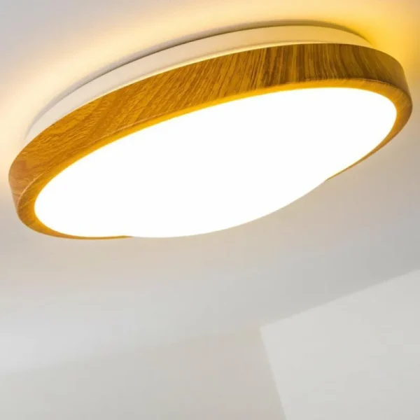 hofstein Plafonnier Sora Wood LED Bois clair, Blanc, 1 lumière* Lampes Modernes